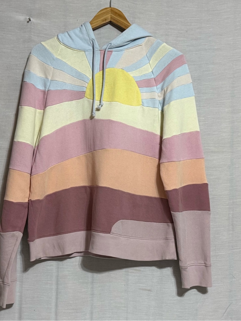 Faherty Soleil Hoodie Women’s M Sorbet Sunset Pieced Organic Cotton Pullover